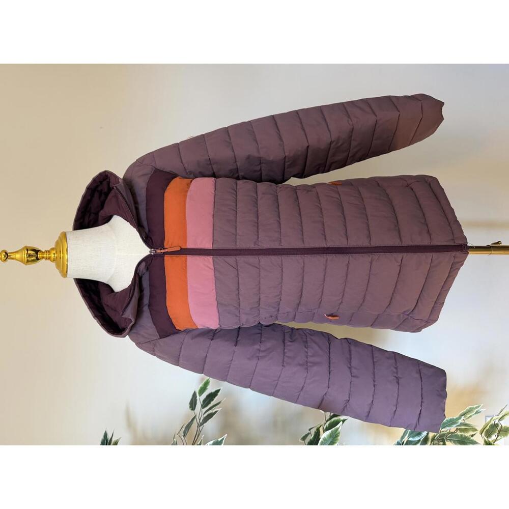 HFX Outdoors Women's Colorblock 70s Style Puffer Jacket Medium Purple Hooded